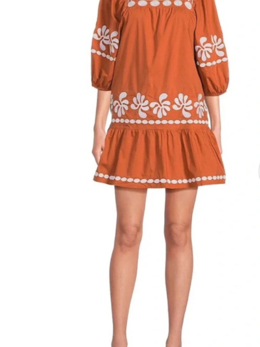 J. Marie Amalia Embroidered 3/4 Sleeve Square Neck Dress with POCKETS Sz XL
